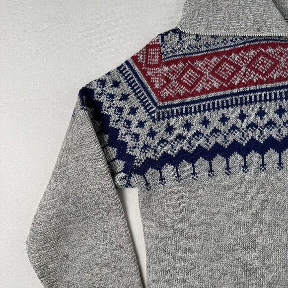 Vintage LL Bean Sweater Women’s Medium Fair Isle Collared 1/4 Zip - Picture 7 of 16